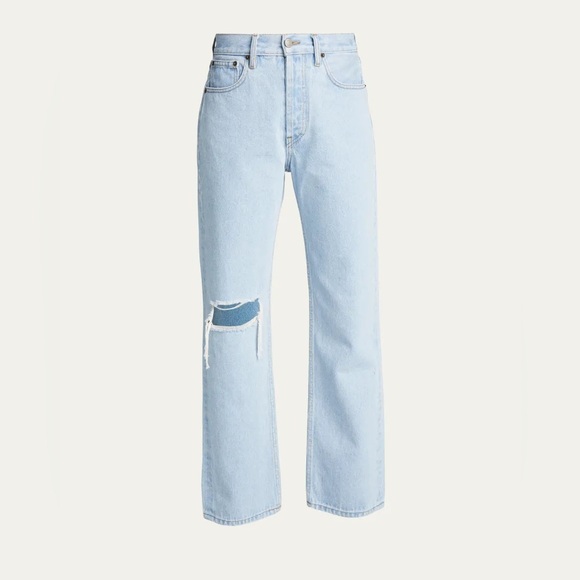 Still Here Worn-In Childhood Distressed Denim Jeans in Light Blue Wash - Picture 1 of 6